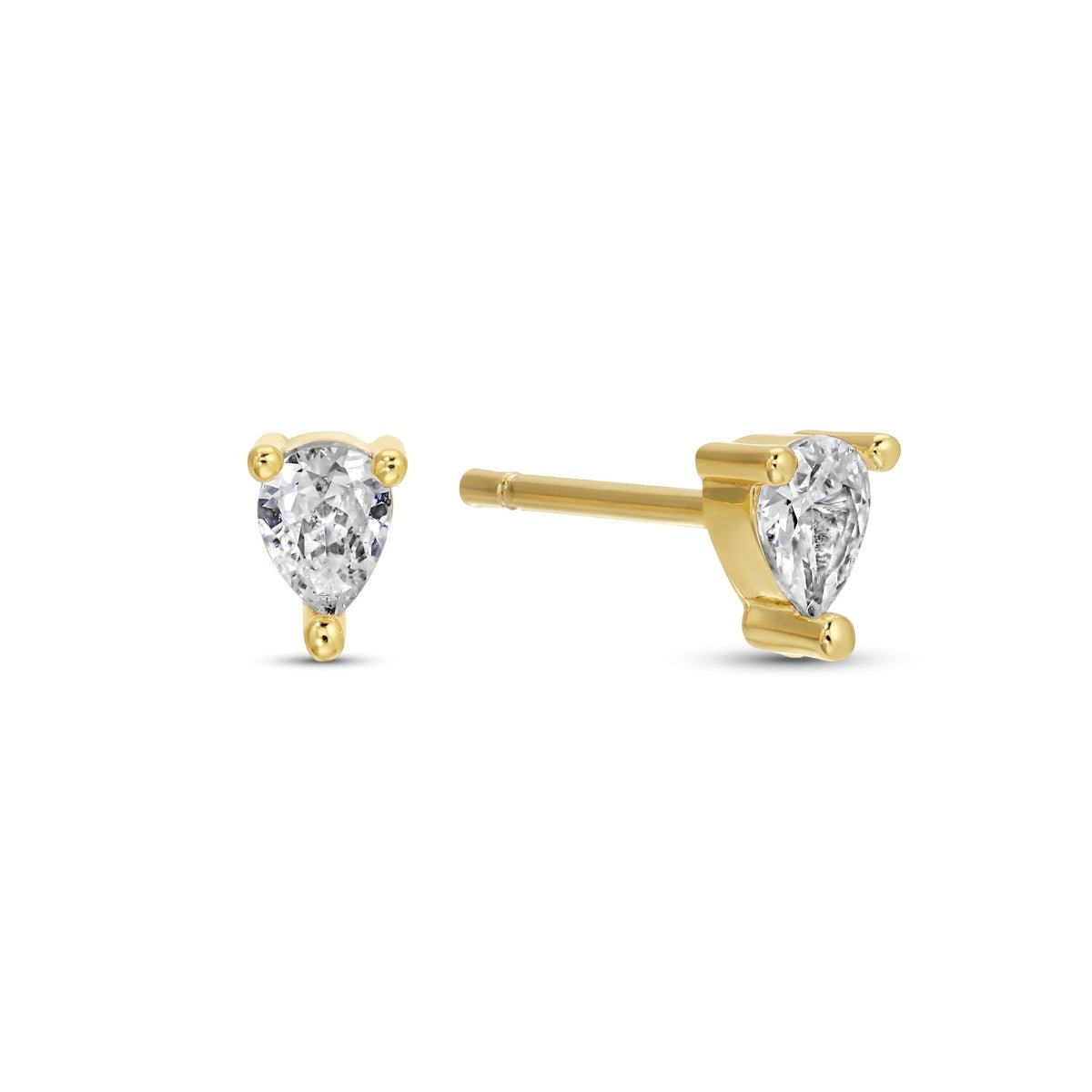Minimalist Teardrop Faux Diamond Studs on Velvet Tag - Splendid Iris
