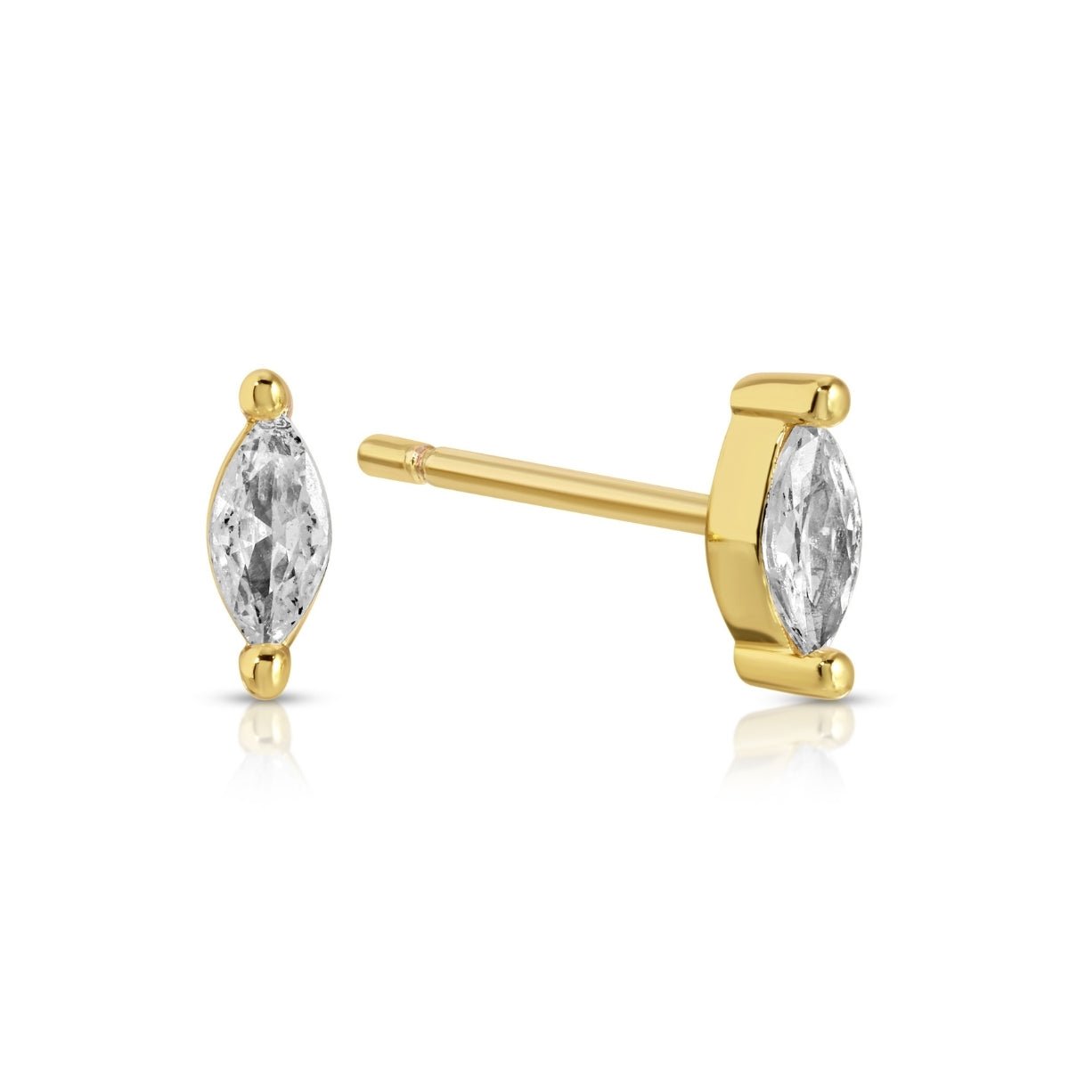 Minimalist Marquise Faux Diamond Studs on Velvet Tag - Splendid Iris