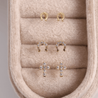 Iconic Elements Trio - Horseshoe & Cross Studs on Velvet Tag - Splendid Iris