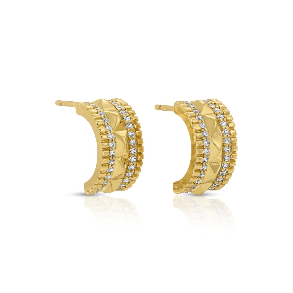 Pyramid Pavé Hoops - Splendid Iris