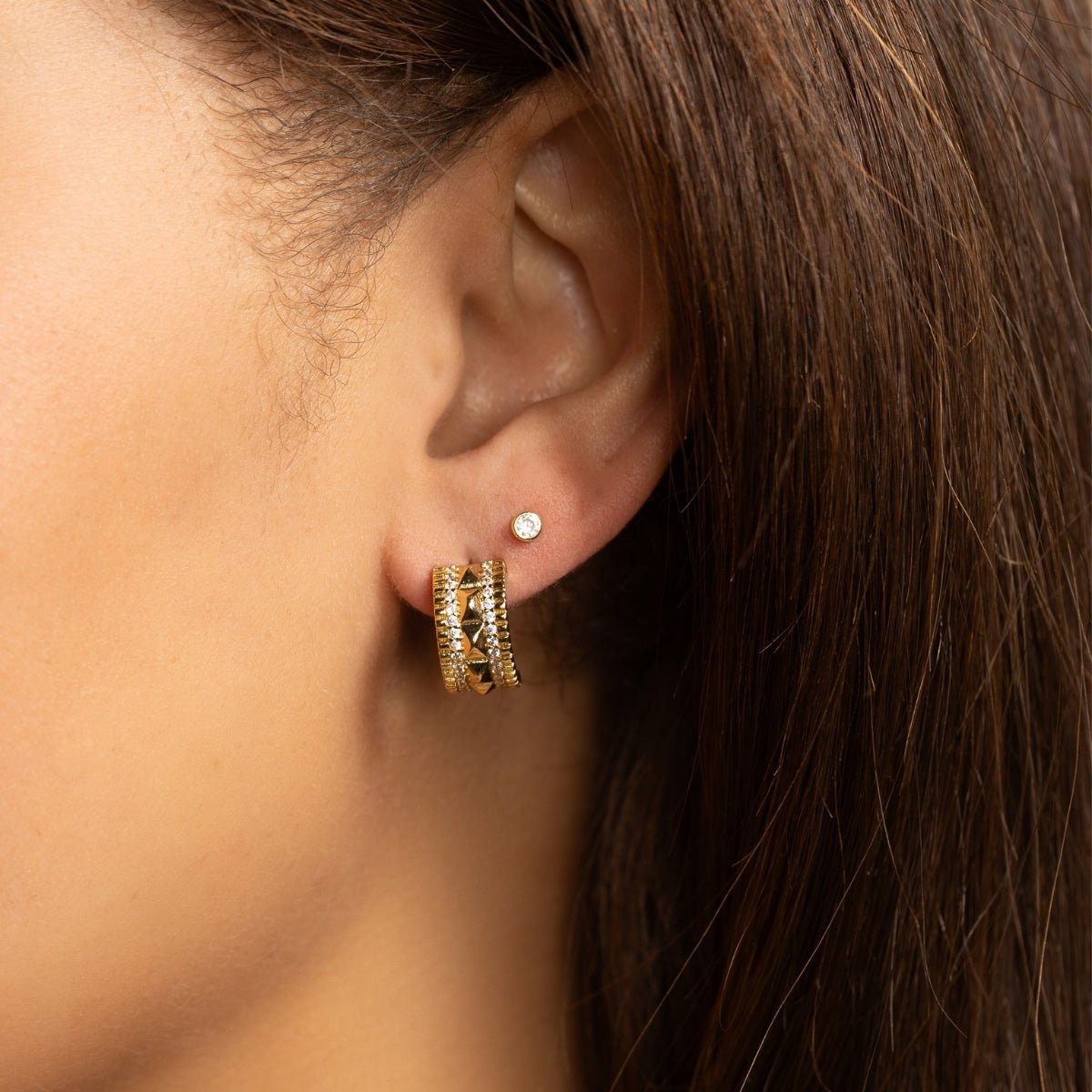 Pyramid Pavé Hoops - Splendid Iris