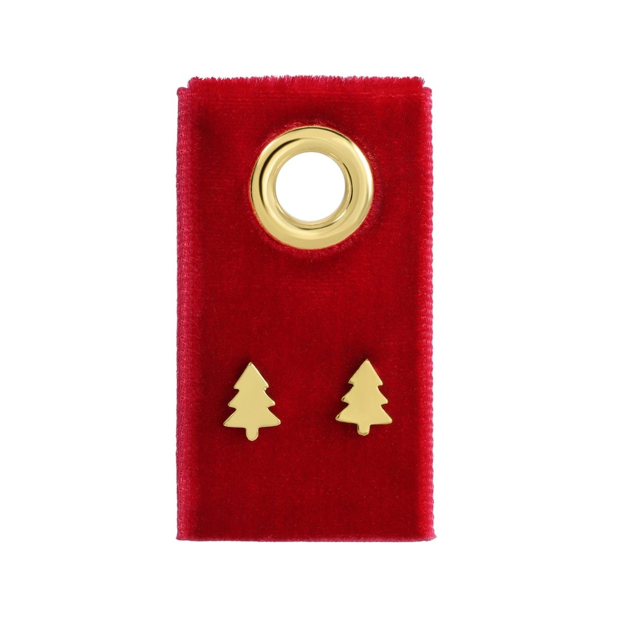 Minimalist Christmas Tree Studs on Velvet Tag - Splendid Iris
