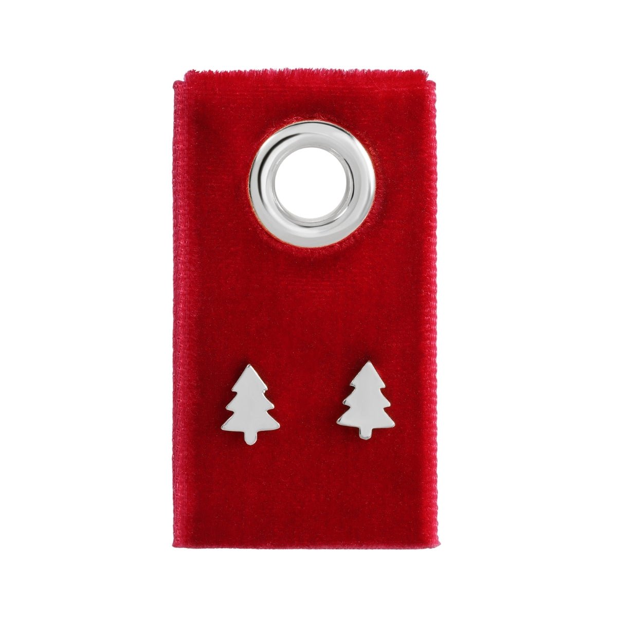 Minimalist Christmas Tree Studs on Velvet Tag - Splendid Iris