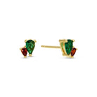 Red & Green Pear-Shaped CZ Studs on Velvet Tag - Splendid Iris