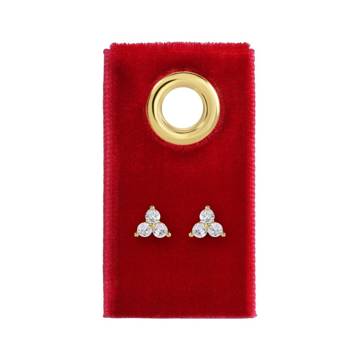 Delicate Triple Cluster Stud Earrings on Red Velvet Tag - Splendid Iris