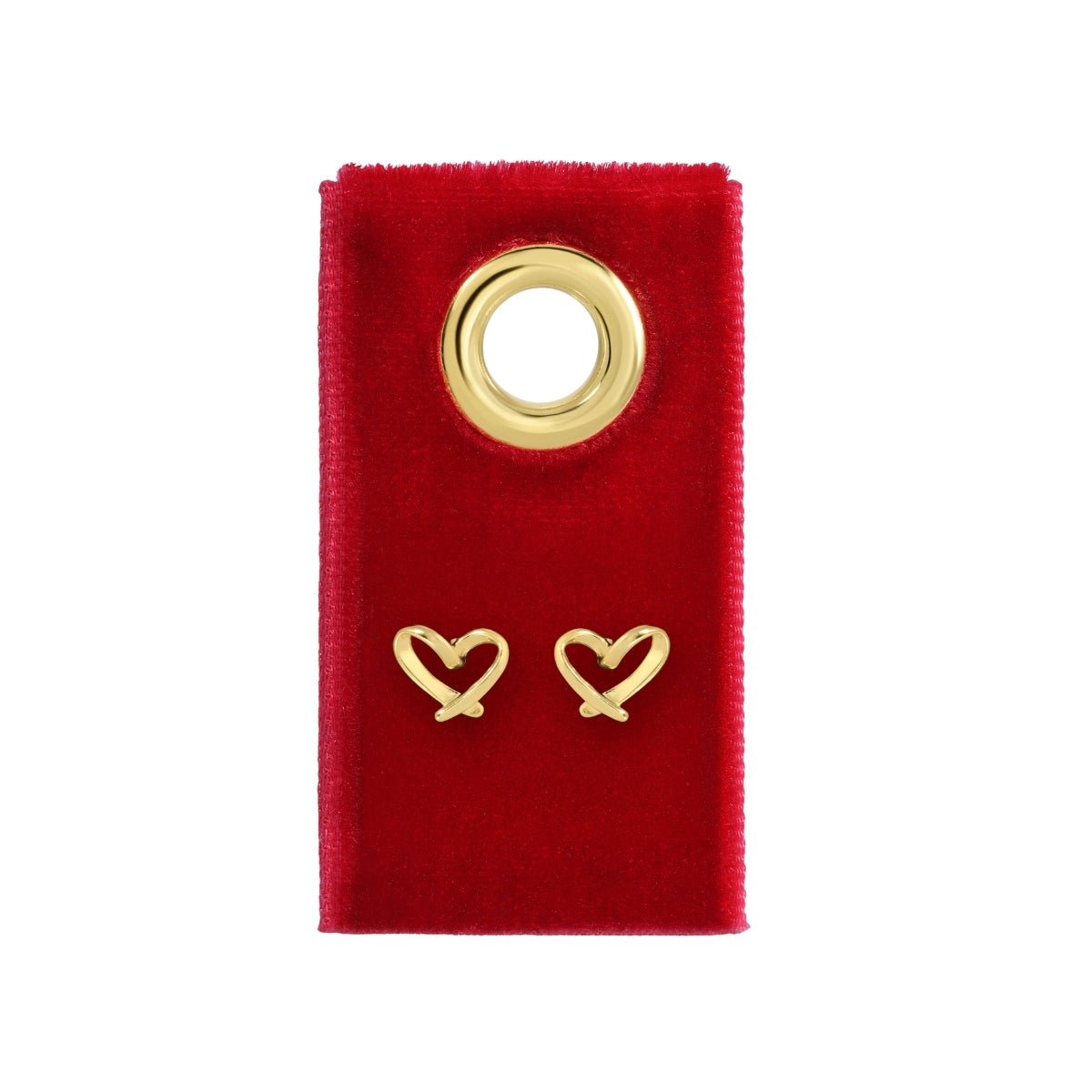 Free Form Heart Stud Earrings on Red Velvet Tag - Splendid Iris