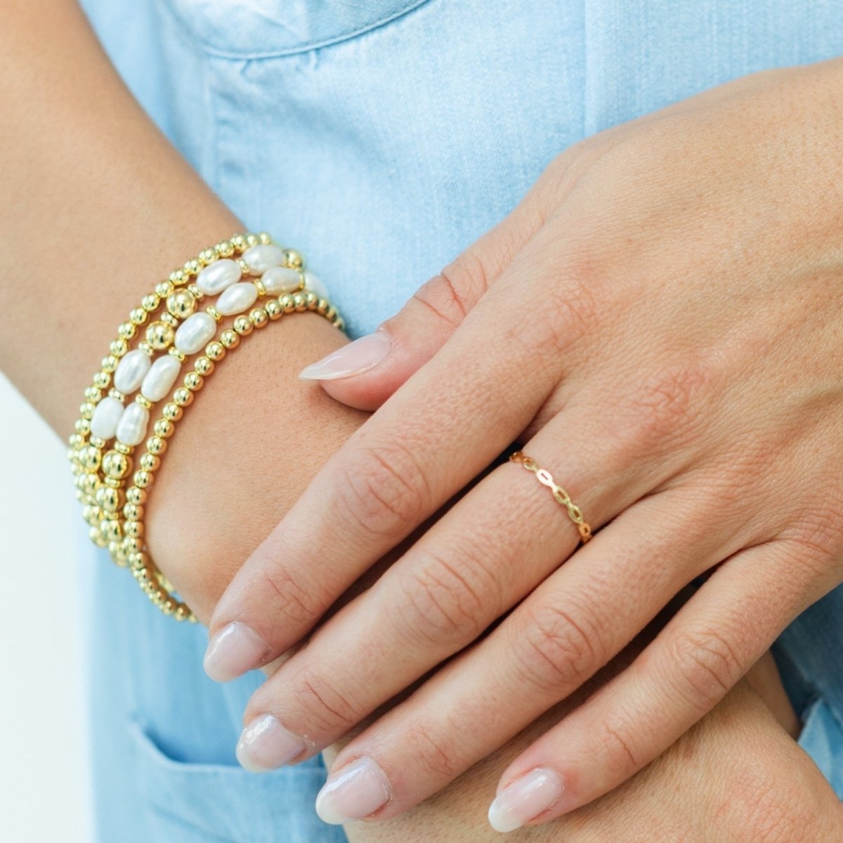 Set/3 Beaded Stretch Bracelets - Splendid Iris