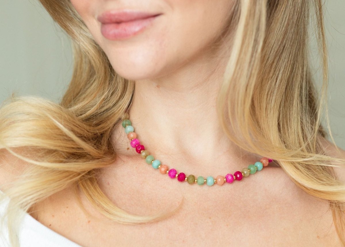 Vibrant Stone Statement Necklace - Splendid Iris