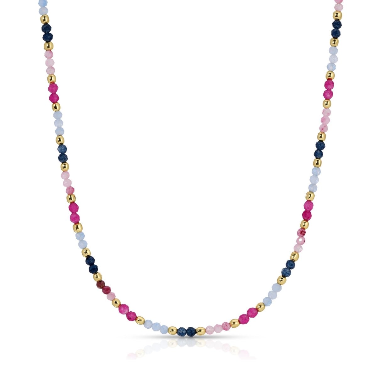 Delicate Beaded Stone Collar Necklace - Splendid Iris
