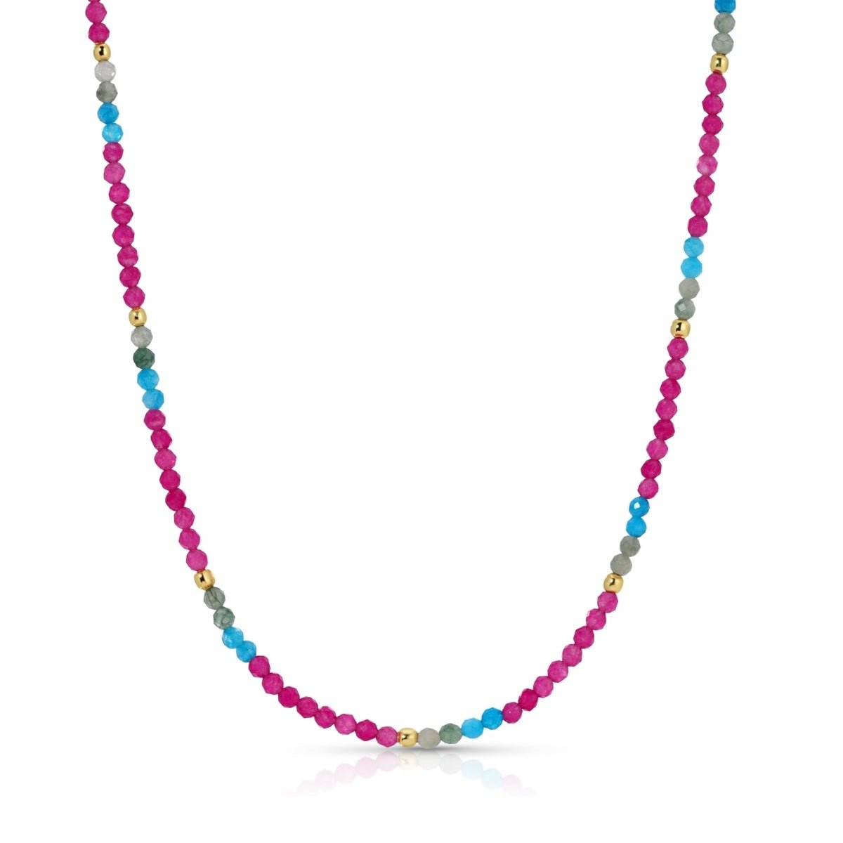 Delicate Beaded Stone Collar Necklace - Splendid Iris
