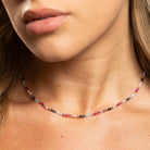 Delicate Beaded Stone Collar Necklace - Splendid Iris