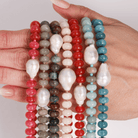 Stone Necklace with Baroque Pearl - Splendid Iris