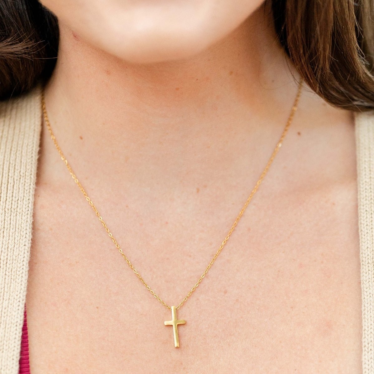 Timeless Cross Pendant Necklace, Water Resistant - Splendid Iris