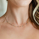 Sweetly Colored Delicate Chain Necklace, Water Resistant - Splendid Iris