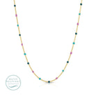 Sweetly Colored Delicate Chain Necklace, Water Resistant - Splendid Iris