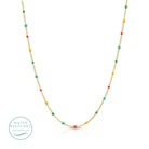 Sweetly Colored Delicate Chain Necklace, Water Resistant - Splendid Iris