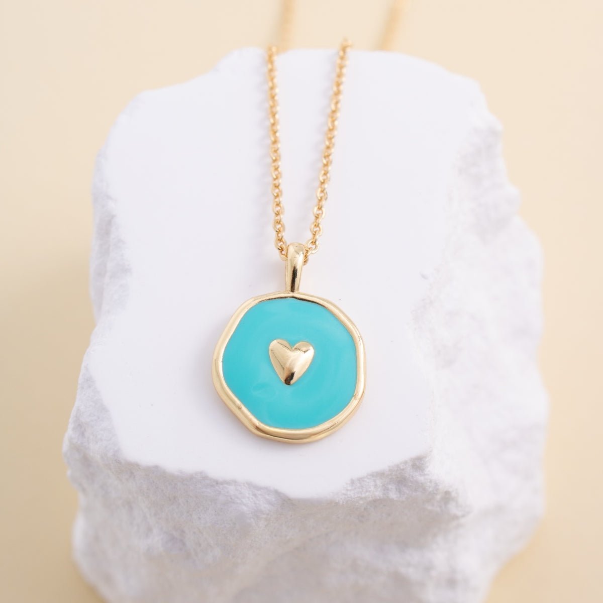 Minimal Heart Medallion Necklace - Splendid Iris