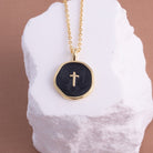 Minimal Cross Medallion Necklace - Splendid Iris