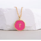 Minimal Cross Medallion Necklace - Splendid Iris