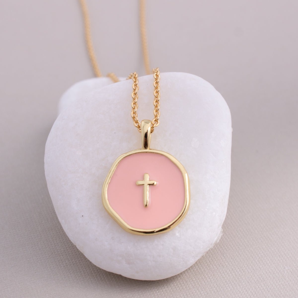 Minimal Cross Medallion Necklace - Splendid Iris