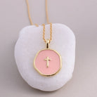 Minimal Cross Medallion Necklace - Splendid Iris