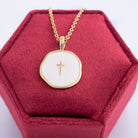 Minimal Cross Medallion Necklace - Splendid Iris