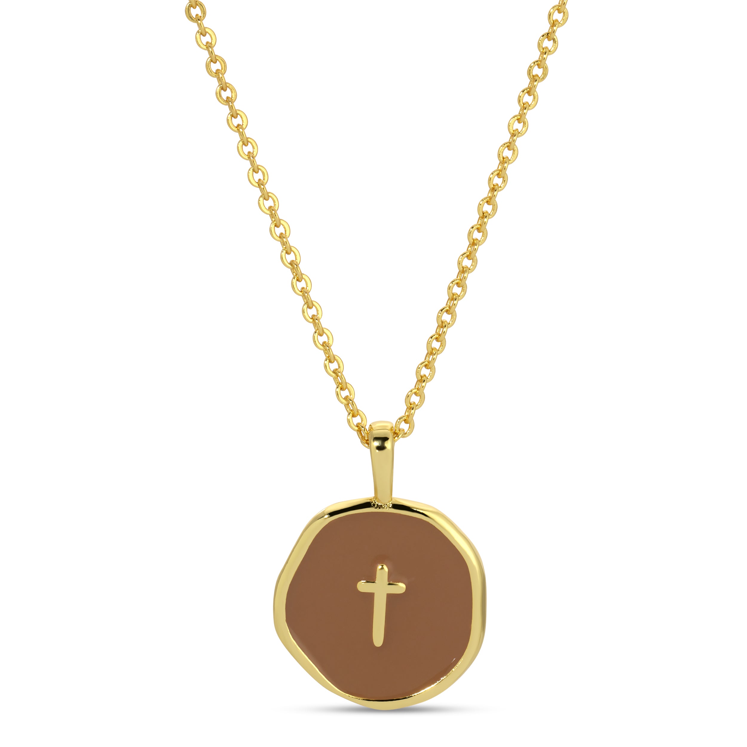 Cross enamel newest necklace rose gold plated