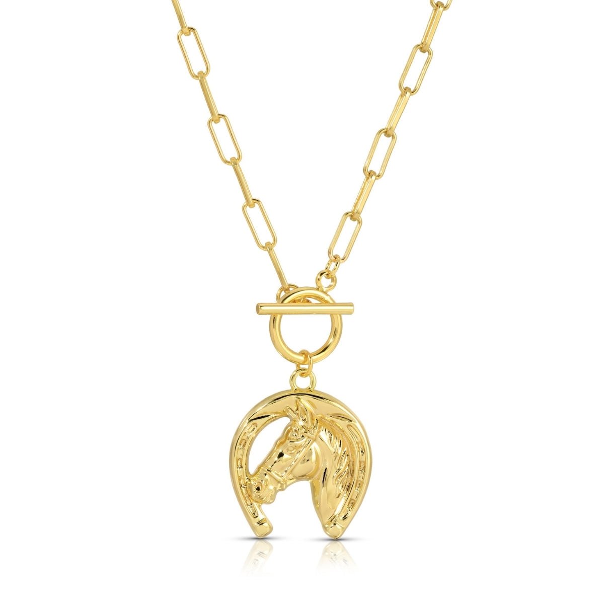Bold Horseshoe Pendant Toggle Necklace - Splendid Iris