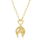 Bold Horseshoe Pendant Toggle Necklace - Splendid Iris