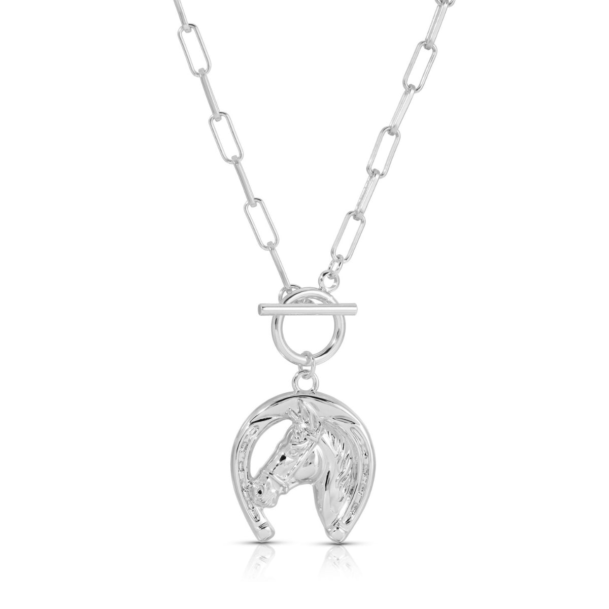 Bold Horseshoe Pendant Toggle Necklace - Splendid Iris