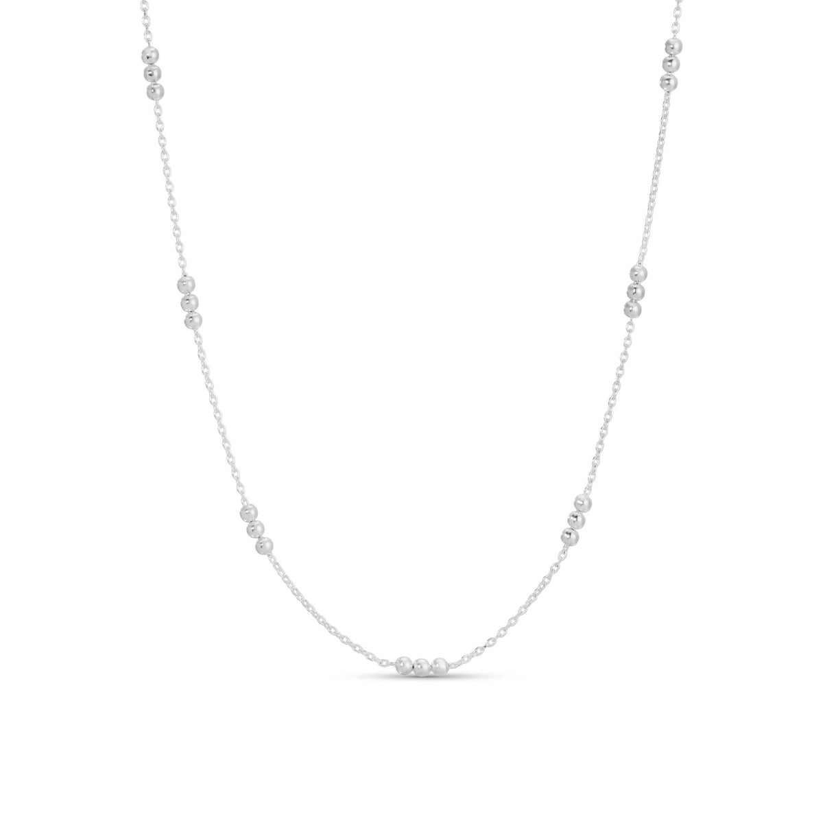 Minimalist Chain Necklace with Trio Bead Clusters - Splendid Iris