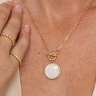 Mother of Pearl Pavé Circle Toggle Necklace - Splendid Iris