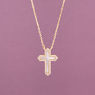 Feel the Faith Shell Pave Cross Necklace - Splendid Iris