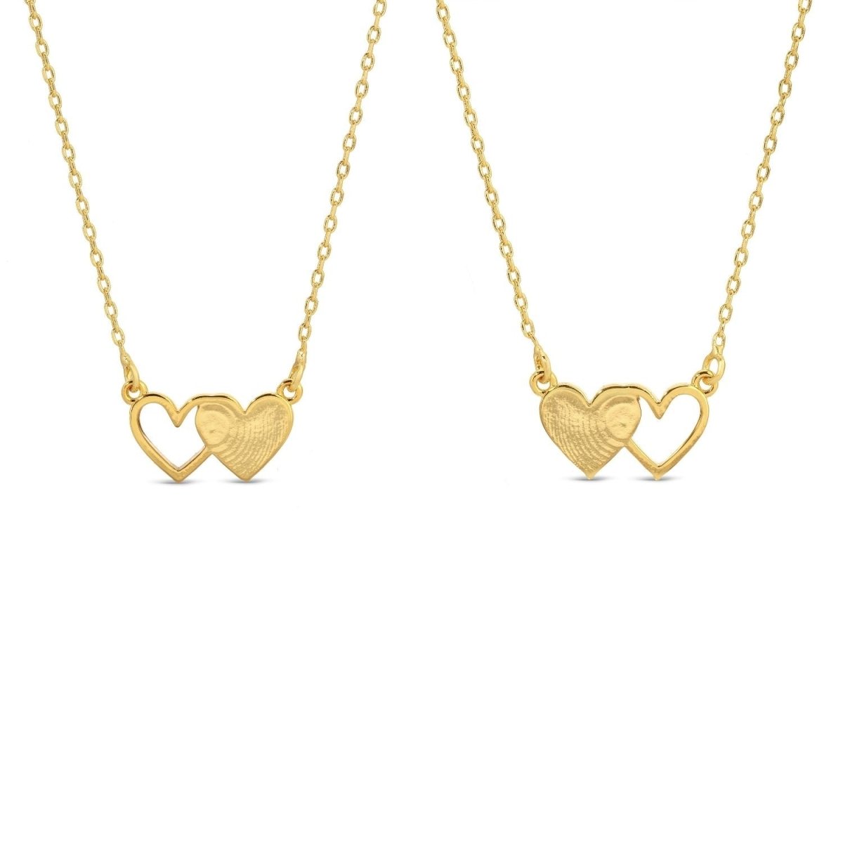 BFF Necklaces - Pair of Side by Side Hearts - Splendid Iris