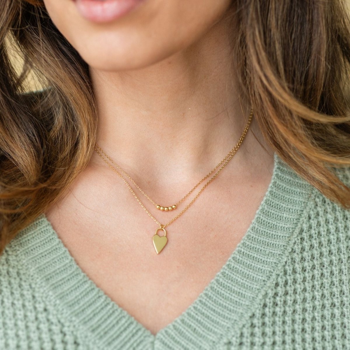 Simple Layered Heart Necklace - Splendid Iris