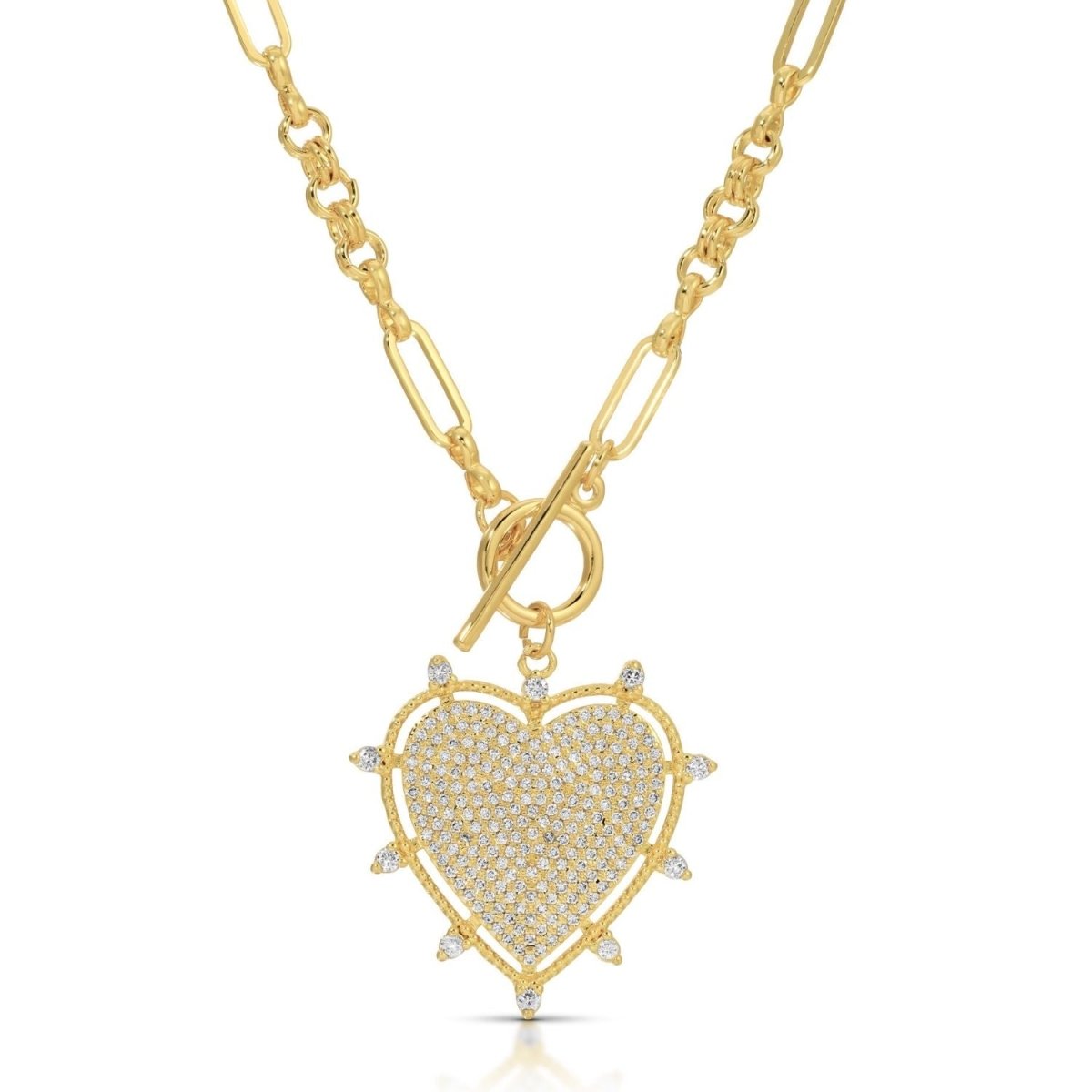 Large Pavé Toggle Heart Necklace - Splendid Iris