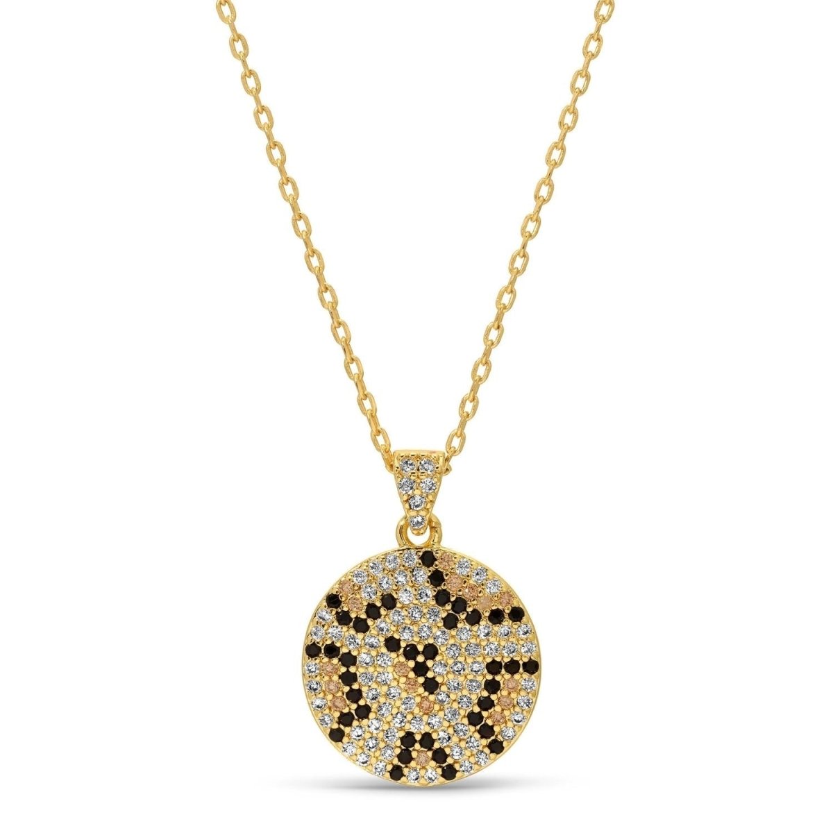 Faux Diamond Animal Print Round Pendant - Splendid Iris