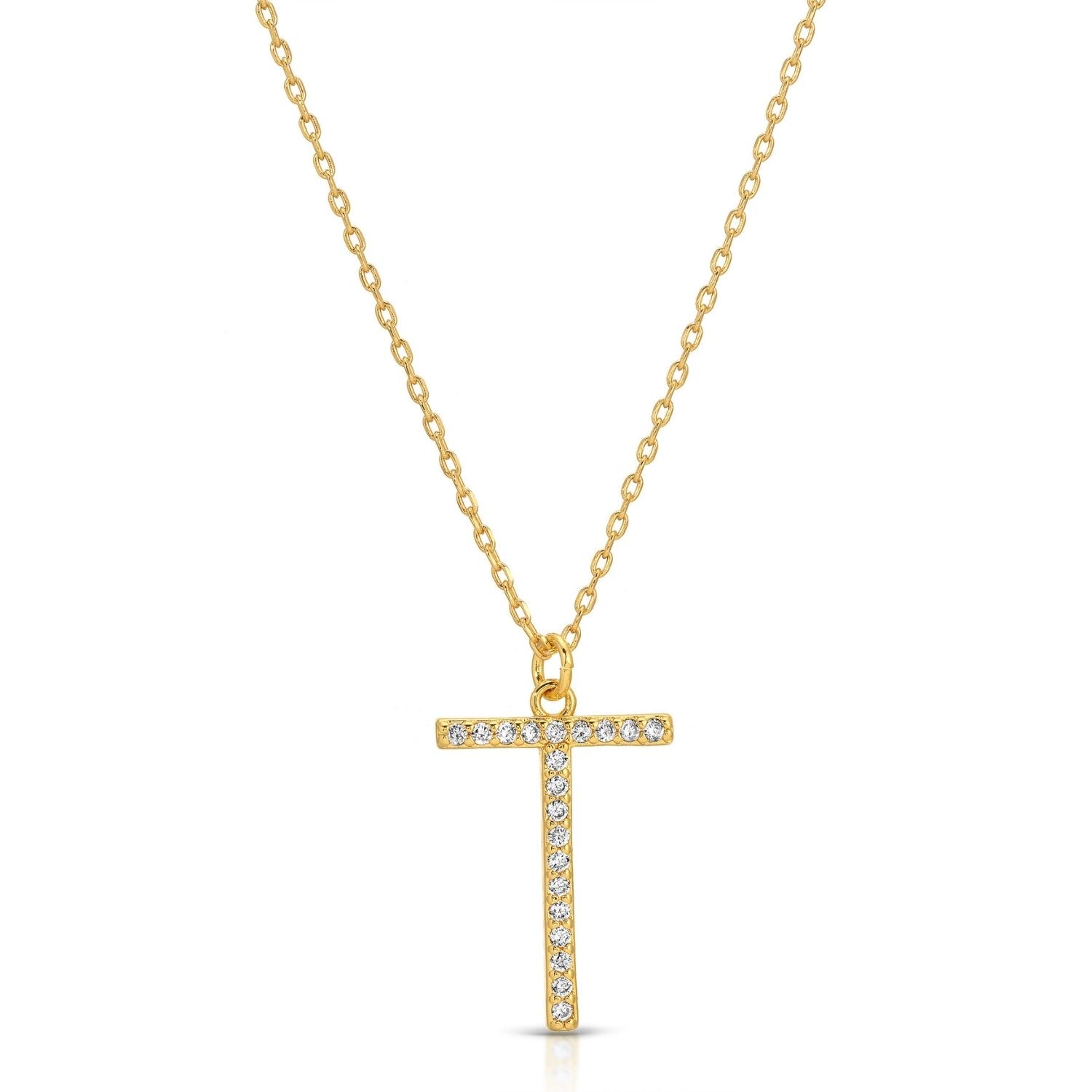 Large Pave Initial Pendants - Splendid Iris