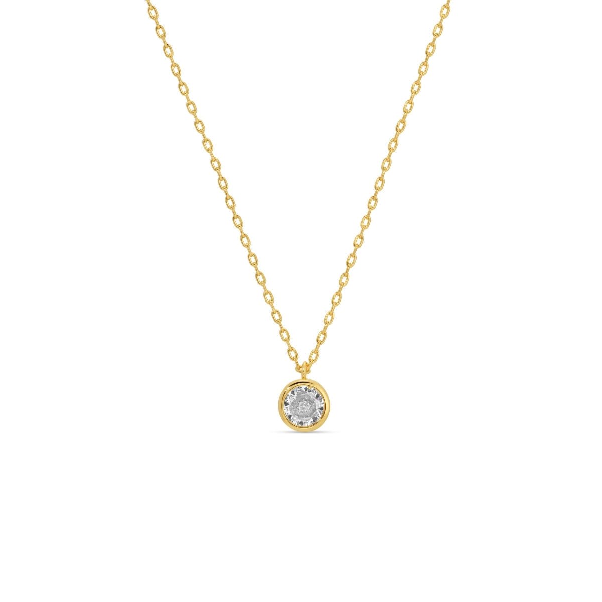 Dainty Round Framed Cubic Zirconia Pendant Necklace - Splendid Iris
