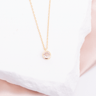 Dainty Round Framed Cubic Zirconia Pendant Necklace - Splendid Iris