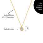 Dainty Round Framed Cubic Zirconia Pendant Necklace - Splendid Iris