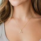 Sparkling Whale Tail Outline Necklace with CZ Accents - Splendid Iris