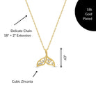 Sparkling Whale Tail Outline Necklace with CZ Accents - Splendid Iris