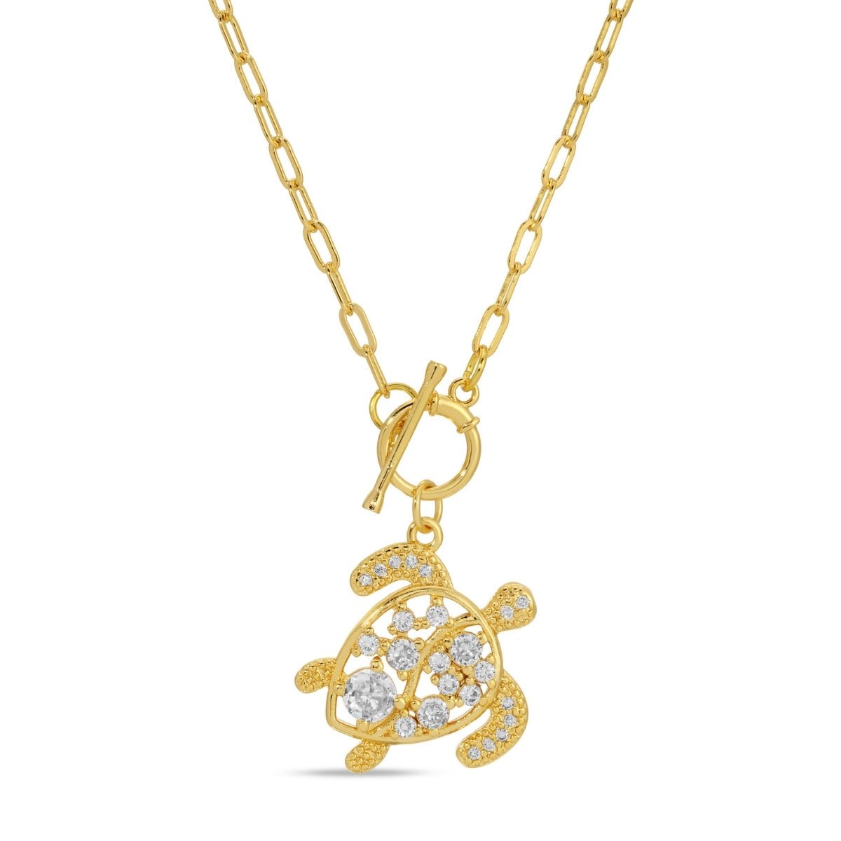 Sparkling Sea Turtle Toggle Pendant Necklace - Splendid Iris