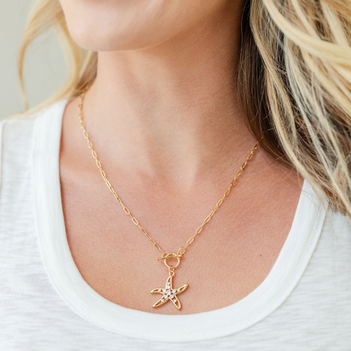 Sparkling Starfish Toggle Pendant Necklace - Splendid Iris