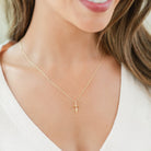 Petite Cross Necklace with Sparkling Cubic Zirconia Center - Splendid Iris