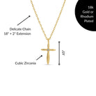 Petite Cross Necklace with Sparkling Cubic Zirconia Center - Splendid Iris