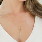 Gilded Slim Cross Pendant Necklace - Splendid Iris