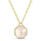 Luxe Geometric Shell Pavé Necklace - Splendid Iris