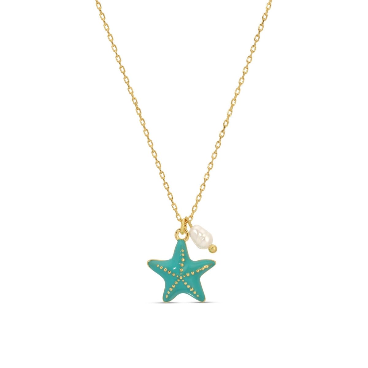 Starfish Pendant Necklace with Freshwater Pearl - Splendid Iris